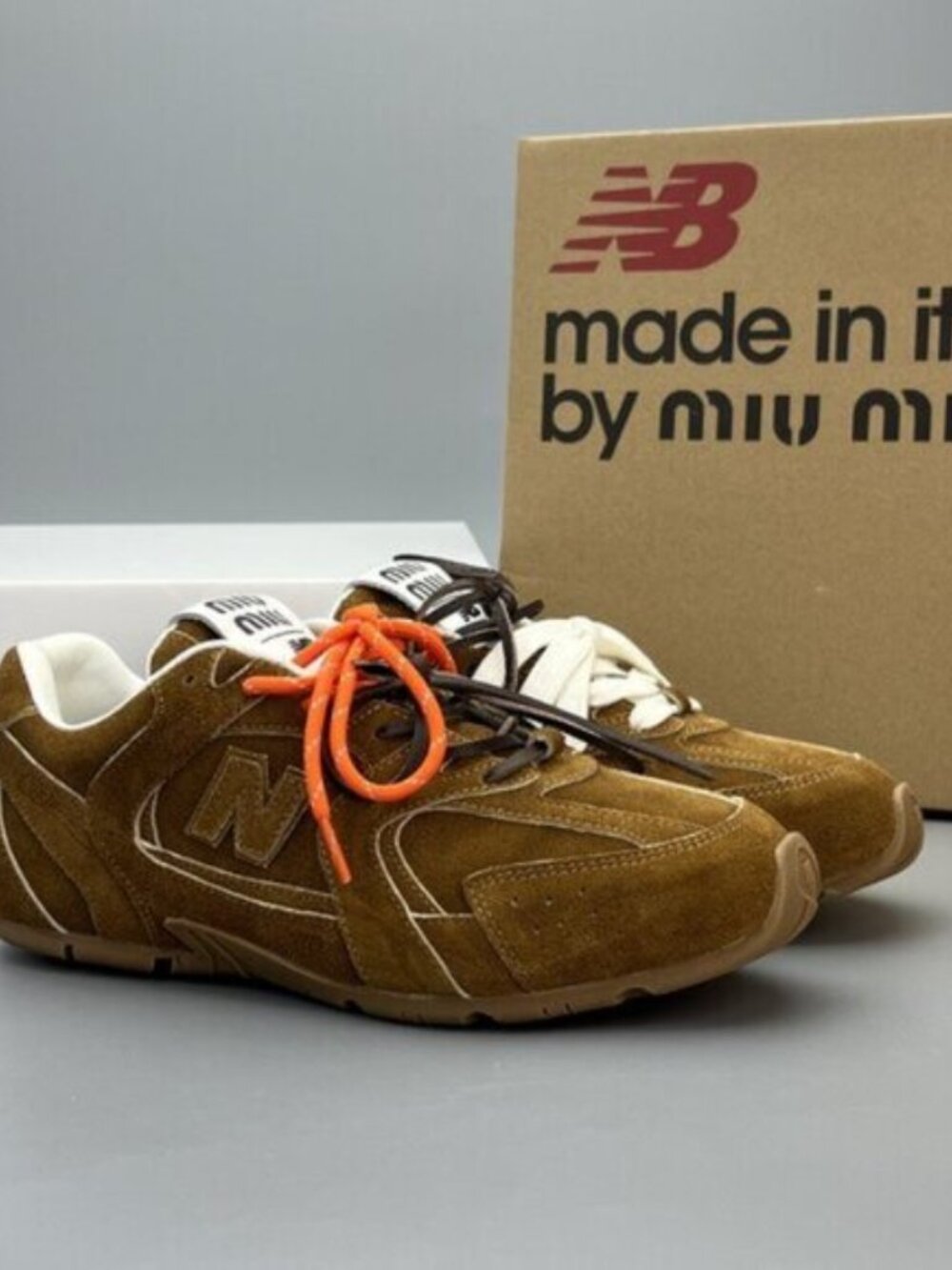 **Miu Miu × New Balance 530 Brown Suede Sneakers**